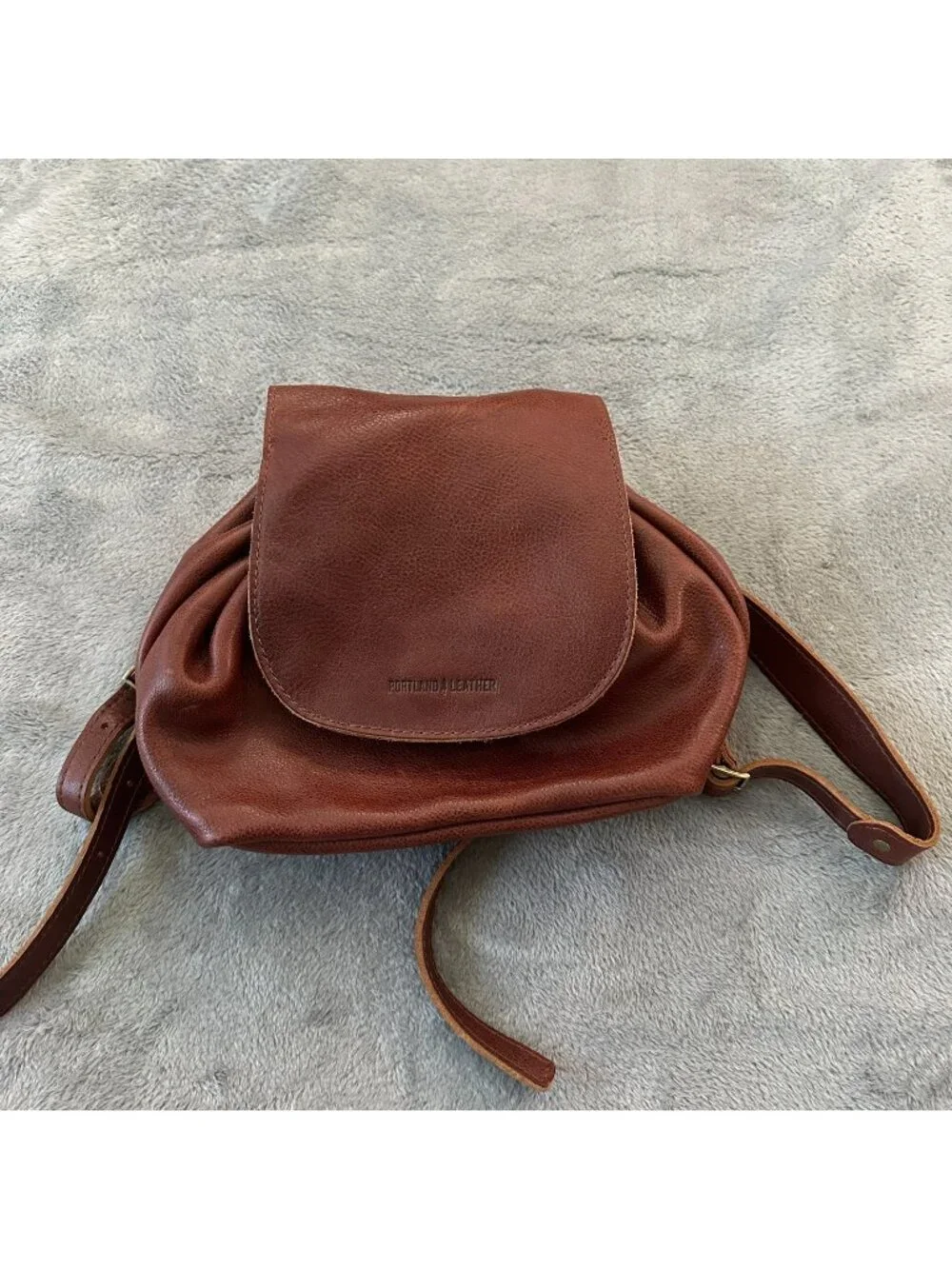Portland Leather Company Bucket Bag Backpack Brown Cinch